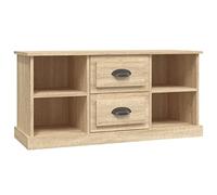 QJBSAVVA Mobile TV Sonoma Rovere 99,5 x 35,5 x 48 cm Materiale Legno Moderno Lowboard con 4 scomparti e 2 cassetti Superficie stabile per TV fino a 43 pollici per soggiorno, camera da letto, corridoio