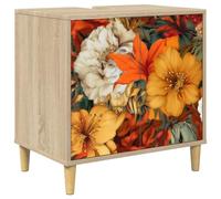 QJBSAVVA Mobiletto Bagno GENNEP Legno Ingegnerizzato Sonoma 60x40x60 cm | Mobile da lavabo compatto con piedini elevati anti-umidità e ripiano interno capiente per organizzare il bagno di casa.