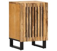 QJBSAVVA Mobiletto Bagno Salvaspazio in Legno Massello Mango Grezzo con Anta, Armadio Basso 38x34x58 cm per Organizzazione Essenziali