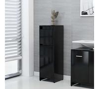 QJBSAVVA Mobiletto Bagno Salvaspazio Stretto Alto in Legno Multistrato con Anta e 2 Scomparti, Nero, 30x30x95 cm per Piccoli Spazi