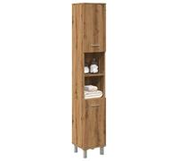 QJBSAVVA Mobiletto Bagno Salvaspazio Stretto Alto in Legno Multistrato Rovere Artigianale, Dimensioni 30x30x179cm, con Anta Regolabile e Ampio Spazio, per Organizzare il Bagno