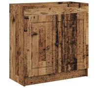 QJBSAVVA Mobiletto Bagno Sotto Lavabo Legno Ingegnerizzato 56x37.5x81cm | Mobiletto salvaspazio per bagno in finitura legno antico, dotato di ante e pomoli in metallo nero per l'organizzazione.