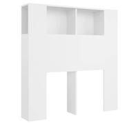 QJBSAVVA Mobiletto con Testiera Letto Bianco 100x18,5x102,5 cm | Scaffale a parete per camera da letto con quattro scomparti aperti per organizzare libri e oggetti essenziali quotidiani.