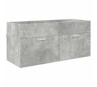 QJBSAVVA Mobiletto Lavabo Sottolavello Grigio Cemento 100x38,5x46 cm | Organizzatore salvaspazio per il bagno con ampio comparto interno, maniglie ergonomiche argentate e facile pulizia.