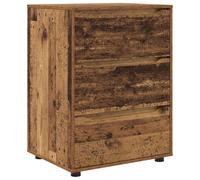 QJBSAVVA Mobiletto Multiuso 3 Cassetti Regolabile 60x48x81 cm Legno Vecchio | Mobile contenitore con tre cassetti capienti su guide a sfera, altezza regolabile e piedi stabili per soggiorno o studio.