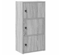 QJBSAVVA Mobiletto Salvaspazio Scaffale Salvaspazio Bookshelf Vetrina Soggiorno Moderna - Libreria Grigio Sonoma 40x24x77 cm in Legno Multistrato per Garage Soggiorno Cucina Bagno
