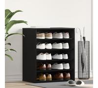 QJBSAVVA Mobiletto Scarpiera in Legno Ingegnerizzato Nero Rovere 60x35x70 cm con 4 Ripiani Salvaspazio per Organizzare Scarpe da Ingresso Corridoio o Camera