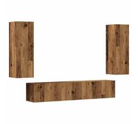 QJBSAVVA Mobiletto Sotto Tv Mobile Tv Soggiorno Madia Moderna Mobiletto Salvaspazio - Mobili TV a Parete 4 pz Legno Antico in Legno Multistrato per Camera Da Letto Ingresso Salotto Cucina