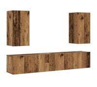 QJBSAVVA Mobili Tv Soggiorno Madie Moderne Soggiorno Madia Moderna Mobiletto Cucina Salvaspazio - Mobili TV a Parete 4 pz Legno Antico in Legno Multistrato per Ingresso Cucina Salotto Soggiorno