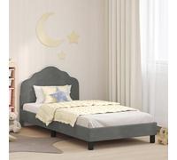 QJBSAVVA Moderno letto singolo 90 x 200 cm in velluto grigio scuro con testiera e rete a doghe, struttura durevole per appartamenti in città, camera dei ragazzi e camera degli ospiti