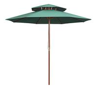 QJBSAVVA Ombrellone a 2 Livelli 270x270 cm con Palo, Ombrellone Da Balcone Ombrellone Grande Ombrelloni Da Sole Ombrellone Piccolo Adatto per Spiaggia Balcone Bar Esterno in Legno Verde