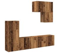 QJBSAVVA Parete Attrezzata TV Sospesa 5 Pezzi Legno Vecchio Ingegnerizzato | Set composibile con 9 ante a cerniera per soggiorno moderno, ottimizza lo spazio a parete senza ingombro a terra.