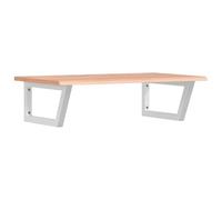 QJBSAVVA Piano lavabo 80 x 50 cm, in legno di rovere massiccio con supporti trapezoidali in acciaio bianco, montaggio a parete, mensola sospesa per lavabo da appoggio, portata 100 kg