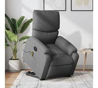 QJBSAVVA Poltrona Alzapersona Elettrica con Massaggio Vibrazione Reclinabile Grigio Scuro Tessuto - Funzione Sollevamento Automatico e 6 Punti Massaggianti per Camera Soggiorno Relax Anziani