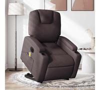 QJBSAVVA Poltrona Alzapersona Elettrica Massaggio Reclinabile in Tessuto Marrone Scuro con Sollevamento Automatico e 6 Punti Vibrazione per Anziani Relax Domestico Camera Soggiorno