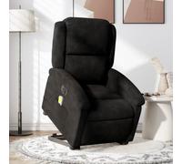 QJBSAVVA Poltrona Alzapersona Elettrica Reclinante Massaggiante in Velluto Nero con Sollevamento Automatico e Vibrazione per Casa Interni Relax e Anziani Capacità 110 kg