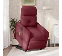 QJBSAVVA Poltrona Alzapersona Massaggiante Elettrica in Tessuto Rosso Vino con Sollevamento Elettrico, Reclinazione e Vibrazione a 6 Punti per Anziani e Relax in Casa