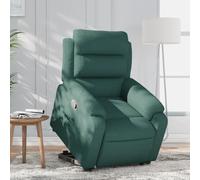 QJBSAVVA Poltrona Alzapersona Reclinabile in Tessuto Verde Scuro con Sollevamento Elettrico e Poggiapiedi Regolabile, Seduta Imbottita per Anziani, per Camera da Letto e Soggiorno