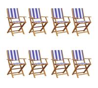QJBSAVVA Poltrona Balcone Sedie Cucina Moderne Sedia Cucina Moderna Sedia Balcone - Sedie da Giardino Pieghevoli 8pz Blu e Bianco Tessuto e Legno per Terrazzo Soggiorno Cucina Balcone