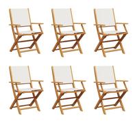 QJBSAVVA Poltrona Balcone Sedie Cucina Moderne Sedia Cucina Moderna Sedia Balcone - Sedie da Giardino Pieghevoli 6pz Bianco Crema Tessuto e Legno per Terrazzo Soggiorno Cucina Balcone