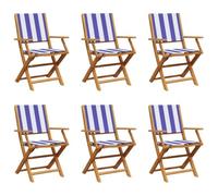 QJBSAVVA Poltrona Balcone Sedie Cucina Moderne Sedia Cucina Moderna Sedia Balcone - Sedie da Giardino Pieghevoli 6pz Blu e Bianco Tessuto e Legno per Terrazzo Soggiorno Cucina Balcone