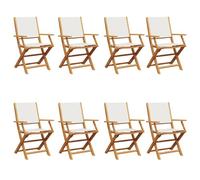 QJBSAVVA Poltrona Balcone Sedie Cucina Moderne Sedia Cucina Moderna Sedia Balcone - Sedie da Giardino Pieghevoli 8pz Bianco Crema Tessuto e Legno per Terrazzo Soggiorno Cucina Balcone