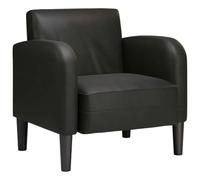 QJBSAVVA Poltrona con braccioli, in ecopelle, nera, moderna poltrona per soggiorno e camera da letto, comoda poltrona imbottita con struttura in compensato e nucleo a molle, 69 x 67 x 70 cm