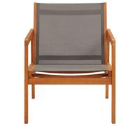 QJBSAVVA Poltrona da Giardino in Legno Eucalipto e Textilene Grigia | Struttura stabile con braccioli ergonomici e seduta traspirante, ideale per momenti di relax su terrazzo e giardino.
