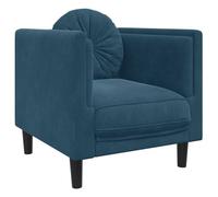 QJBSAVVA Poltrona da Salotto in Velluto Blu con Cuscino 71x77x70 cm | Elegante sedia imbottita per soggiorno o camera da letto, dotata di soffice rivestimento in velluto e cuscino tondo.