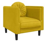 QJBSAVVA Poltrona da Salotto in Velluto Giallo con Cuscino, 71x77x70 cm | Elegante sedia imbottita per soggiorno o camera da letto, con morbido cuscino tondo e solide gambe di supporto.