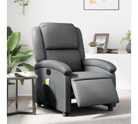 QJBSAVVA Poltrona Elettrica Massaggiante Reclinabile Grigio Similpelle con Vibrazione 6 Punti e Regolazione Automatica per Relax in Camera, Soggiorno o Lettura