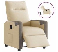 QJBSAVVA Poltrona Elettrica Reclinabile in Tessuto Crema Grigio, Comoda Seduta con Regolazione Elettrica e Poggiapiedi, per Camera da Letto o Soggiorno, Dimensioni 69x86x100 cm