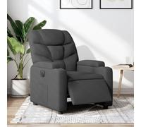QJBSAVVA Poltrona Elettrica Reclinabile in Tessuto Grigio Scuro con Regolazione Automatica, Poggiapiedi e Portabicchieri per Relax in Camera o Soggiorno