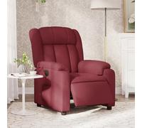 QJBSAVVA Poltrona Elettrica Reclinabile in Tessuto Rosso Vino con Motore per Regolazione Automatica Schienale e Poggiapiedi Design Comfortevole per Camera Soggiorno o Angolo Lettura