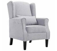 QJBSAVVA Poltrona imbottita grigio chiaro con cuscino, moderna poltrona relax in tessuto e legno massello di rovere, comoda poltrona da lettura per soggiorno e camera da letto, 68 x 73 x 101 cm