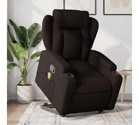 QJBSAVVA Poltrona massaggiante con supporto per alzarsi, in tessuto marrone scuro, con funzione di vibrazione e posizione sdraiata manuale, comoda per soggiorno, camera da letto e balcone
