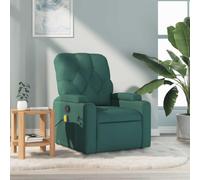 QJBSAVVA Poltrona Massaggiante Reclinabile in Tessuto Verde Scuro con 6 Punti Massaggio Vibrante, Reclinazione Manuale a 135°, Portabicchieri e Tasca Laterale, per Camera, Soggiorno e Lettura