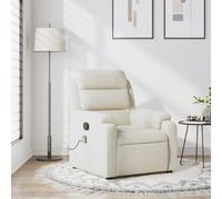 QJBSAVVA Poltrona Massaggiante Reclinabile in Velluto Crema con 6 Punti Vibrazione, Funzione Manuale 135°, Struttura Legno e Metallo per Camera e Soggiorno, Seduta Comoda