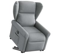 QJBSAVVA Poltrona Reclinabile Alzapersona Elettrica in Tessuto Grigio Chiaro con Motore per Sollevamento e Reclinazione, Braccioli Largi e Tasca Laterale per Anziani Famiglie Relax in Camera Soggiorno