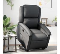 QJBSAVVA Poltrona Reclinabile Alzapersona in Vera Pelle Nera con Funzione Sollevamento Elettrico e Reclinazione Manuale - Per Anziani e Comfort in Camera o Soggiorno