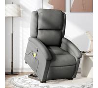 QJBSAVVA Poltrona Reclinabile con Alzapersona Elettrico e Massaggio a Vibrazione 6 Punti, Grigio Scuro Tessuto per Interni, Schienale Regolabile Manuale 135° per Lettura e Relax