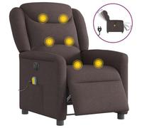 QJBSAVVA Poltrona Reclinabile Elettrica con Massaggio a 6 Punti Vibrazione in Tessuto Marrone Scuro per Relax in Camera e Salotto Moderna Confortevole