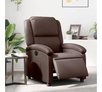 QJBSAVVA Poltrona Reclinabile Elettrica in Similpelle Marrone con Regolazione Automatica Schienale e Poggiapiedi per Massimo Comfort - Ampia Seduta per Camera Soggiorno e Relax