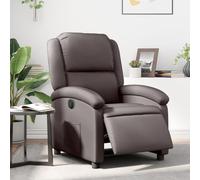 QJBSAVVA Poltrona Reclinabile Elettrica in Vera Pelle Marrone Scuro con Motore per Regolazione Automatica Schienale e Poggiapiedi per Massimo Comfort in Camera e Soggiorno