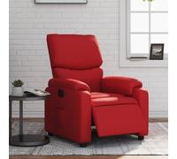 QJBSAVVA Poltrona Reclinabile Elettrica Rossa in Similpelle con Funzione Massaggio per Salotto e Camera - Comoda Seduta Relax con Poggiapiedi Regolabile e Tasca Laterale