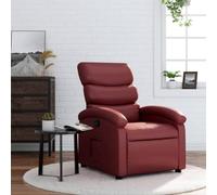 QJBSAVVA Poltrona Reclinabile in Similpelle Rosso Vino Manuale con Funzione Relax e Tasca Laterale per Soggiorno Camera