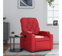 QJBSAVVA Poltrona Reclinabile Manuale in Similpelle Rossa con Funzione Relax e Poggiapiedi, Comoda Poltrona per Camera, Soggiorno e Lettura