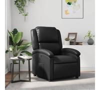 QJBSAVVA Poltrona Reclinabile Manuale Nera in Similpelle con Braccioli Ampi e Poggiapiedi, Poltrona Relax per Sala da Pranzo Camera Soggiorno, Design Moderno e Struttura Solida