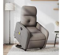 QJBSAVVA Poltrona Reclinabile Massaggiante con Alzapersona Tortora Tessuto per Anziani Relax Funzione Sollevamento e Vibrazione in Camera Soggiorno