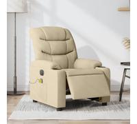 QJBSAVVA Poltrona Reclinabile Massaggiante Elettrica in Tessuto Crema con Funzione Vibrazione a 6 Punti e Regolazione Automatica per Relax in Casa per Soggiorno o Camera